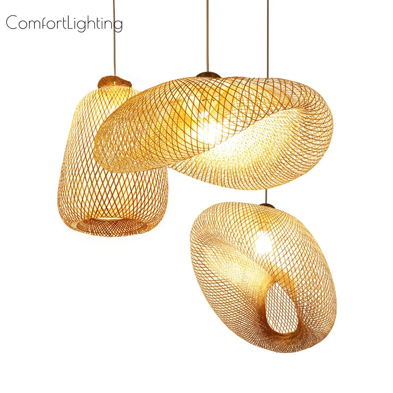 

Chinese Classic Bamboo LED Pendant Lights Lighting Restaurant Hotel Rattan Decoration Lamp for Living Room Hanging Lamp Fixtures