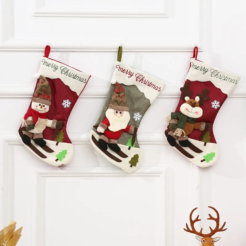 

Ornaments Socks Christmas Decoration Present Santa Claus Merry Christmas Deer Snowman Calcetines Navidad Home Decor DE50SD
