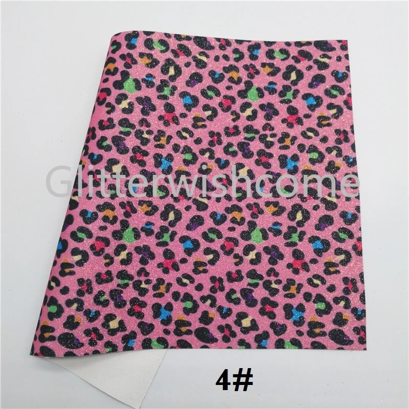 Glitterwishcome 21X29 см A4 Размер леопардовый блеск с принтом ткань, Радуга Блеск кожаные листы, блеск винил для бантов, GM479A