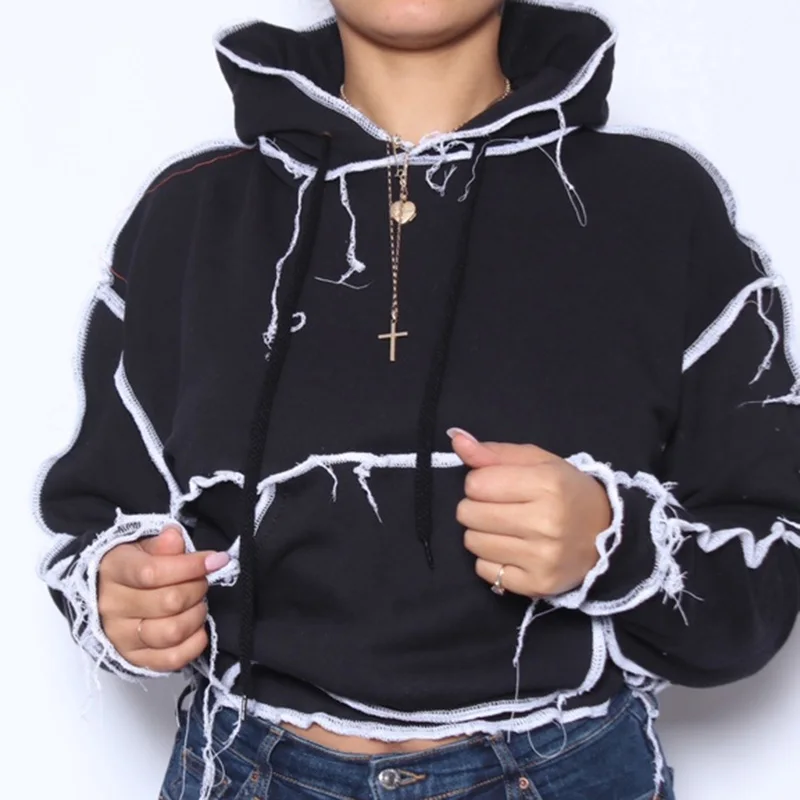 

Lemishion 2020 Hooded Patchwork Sweatshirts Autumn Winter Women Fashion Streetwear Outfits Pullovers Tops