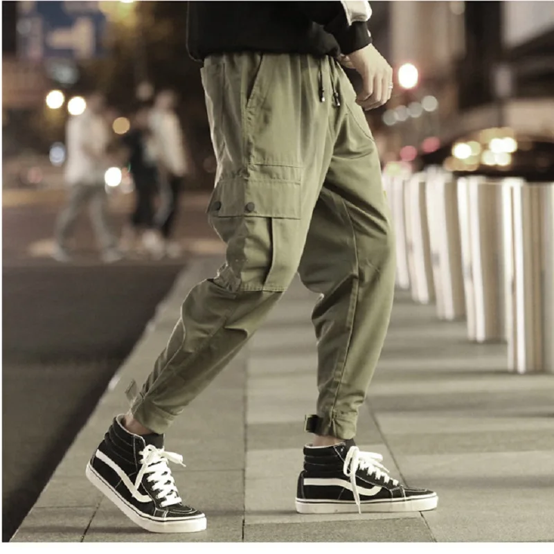 Cargo Pants Men Spring/Autumn Korean Fashion Loose Harem Pants Casual Cropped Pants Mens Street Wear