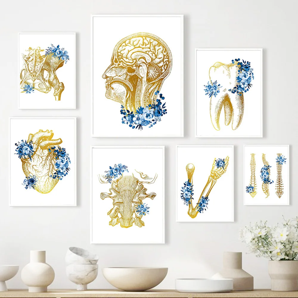 

Modern Anatomy Flower Organs Aesthetic Wall Art Canvas Painting Nordic Posters And Prints Wall Pictures For Hospital Decoration