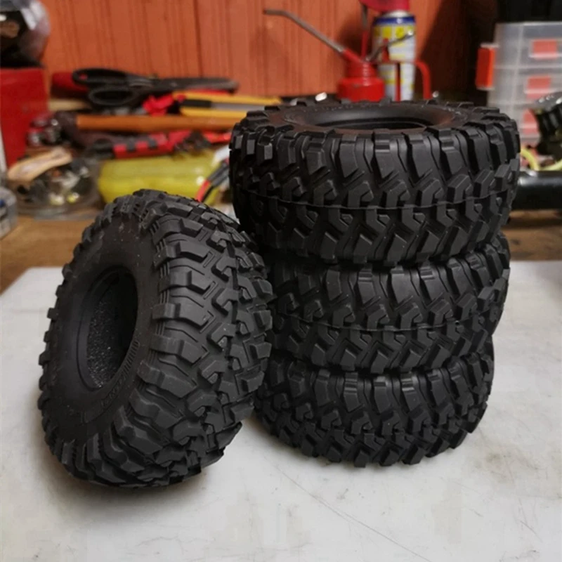 

2 Set RC Car Part: 1 Set Black CNC Alloy Rod Link Linkage Set & 1 Set 118mm Rubber 1.9 Inch Wheel Tire Tyre