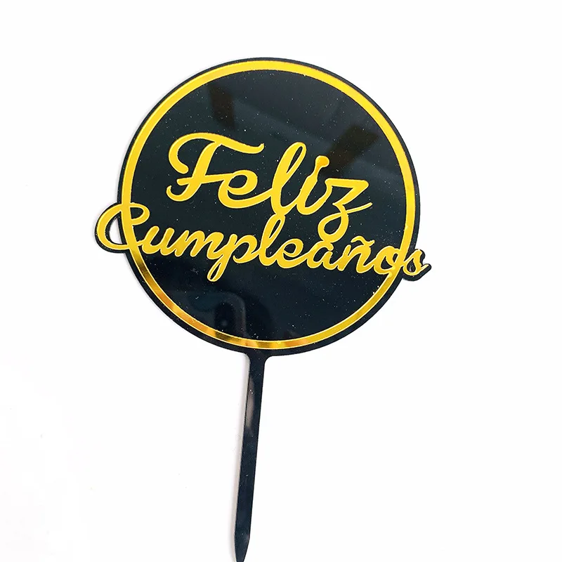 

Spanish Happy Birthday Feliz Cumplieanos Cake Topper Gold letter Cake Topper for Kid Birthday Party Cake Decorations Baby Shower