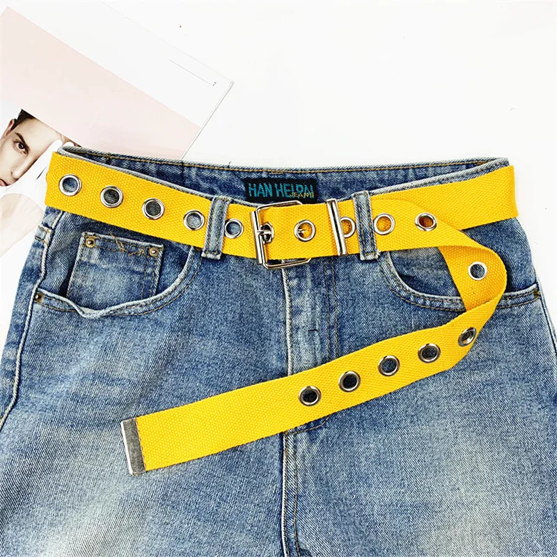 

Ремень женский холщовый, с пряжкой с язычком, 2021