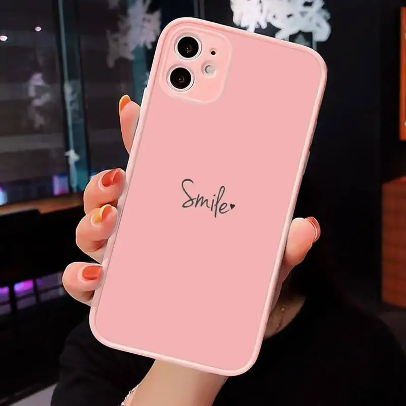 

love heart pink cute Phone Case Matte transparent For Pink iPhone 12 Mini 11 Pro XR XS Max 7 8 Plus X Back Cover