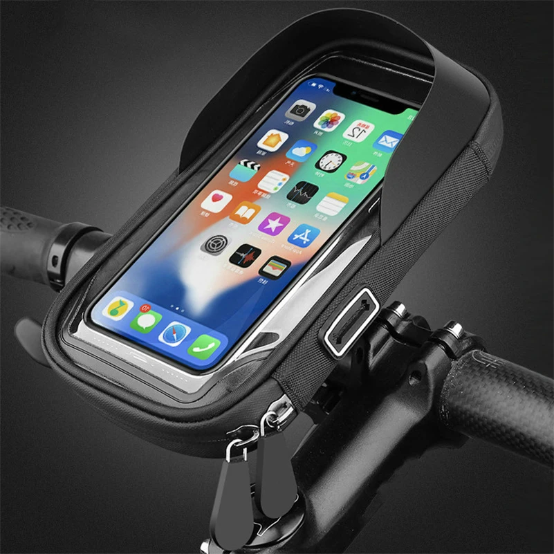 

5.8/6.0inch Waterproof Bicycle Phone Holder Stand Motorcycle Handlebar Mount Bag Cases Universal Bike Scooter Cell Phone Bracket
