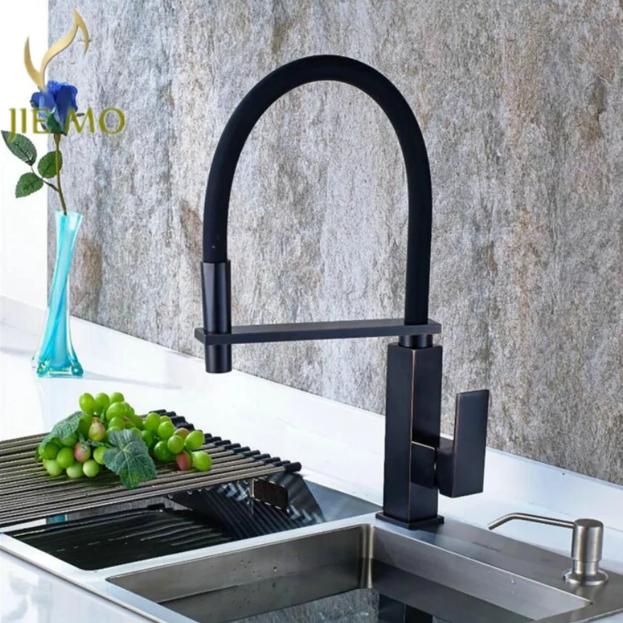 

Выдвижной кухонный кран с поворотом на 360 градусов, поворотный кран с черной отделкой, кухонный кран с декоративной ручкой