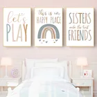 Настенный плакат для детской комнаты с радужной печатью, настенные картины для сестер, плакаты для друзей, картины в скандинавском стиле, украшение детской комнаты