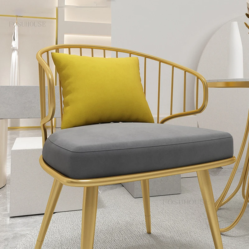 

Modern Wrought Iron Dining Chairs Living Room Household Furniture Sales Office Negotiation Chair Clothing Store Backrest Chair