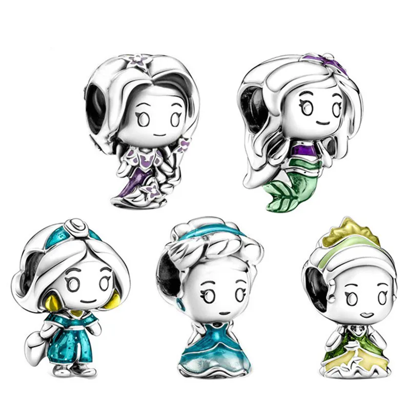 

New Cute Girl Princess Pendant DIY Beads Suitable for Original Pandora Charm Bracelet Ladies Jewelry Making Gifts