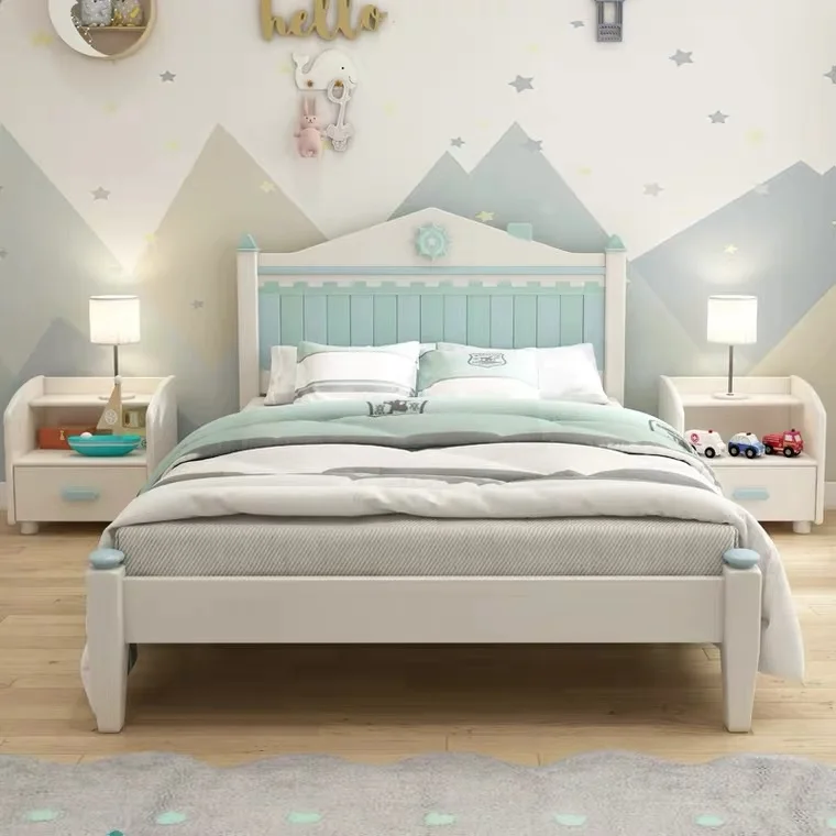 

Детская кровать из цельного дерева для подростков современная простая односпальная кровать 1,2 м Nordic комбинированная кровать для спальни со...