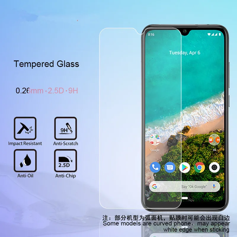 

Пленка из закаленного стекла с полным покрытием, защитная стеклянная пленка 9H для Xiaomi A1 A2 A2lite A3 A3lite, защита для экрана, 2 шт.