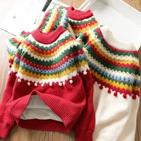 girls boys sweater kids coat outwear 2022 red plus velvet thicken warm winter autumn knitting tops cotton kids baby childrens c