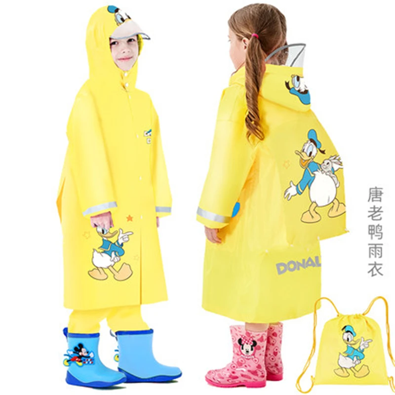 Желтый детский дождевик Disney водонепроницаемое пончо от дождя с Микки Маусом