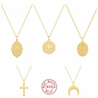 Женское винтажное ожерелье с подвеской-крестом в виде Луны из стерлингового серебра 925 пробы
