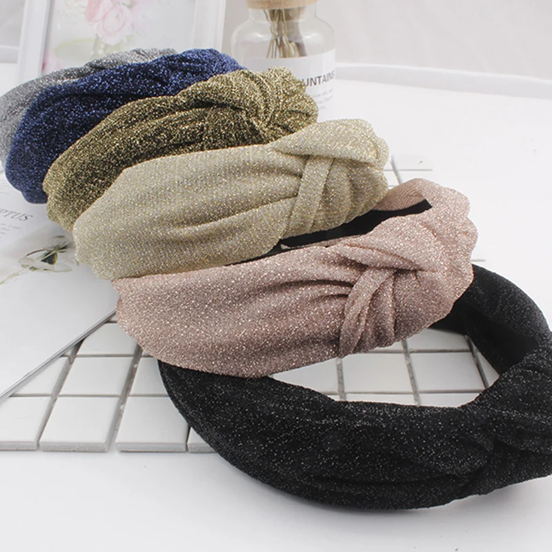 Корейский стиль блестящая сетка/искусственная кожа ободок для волос женщин