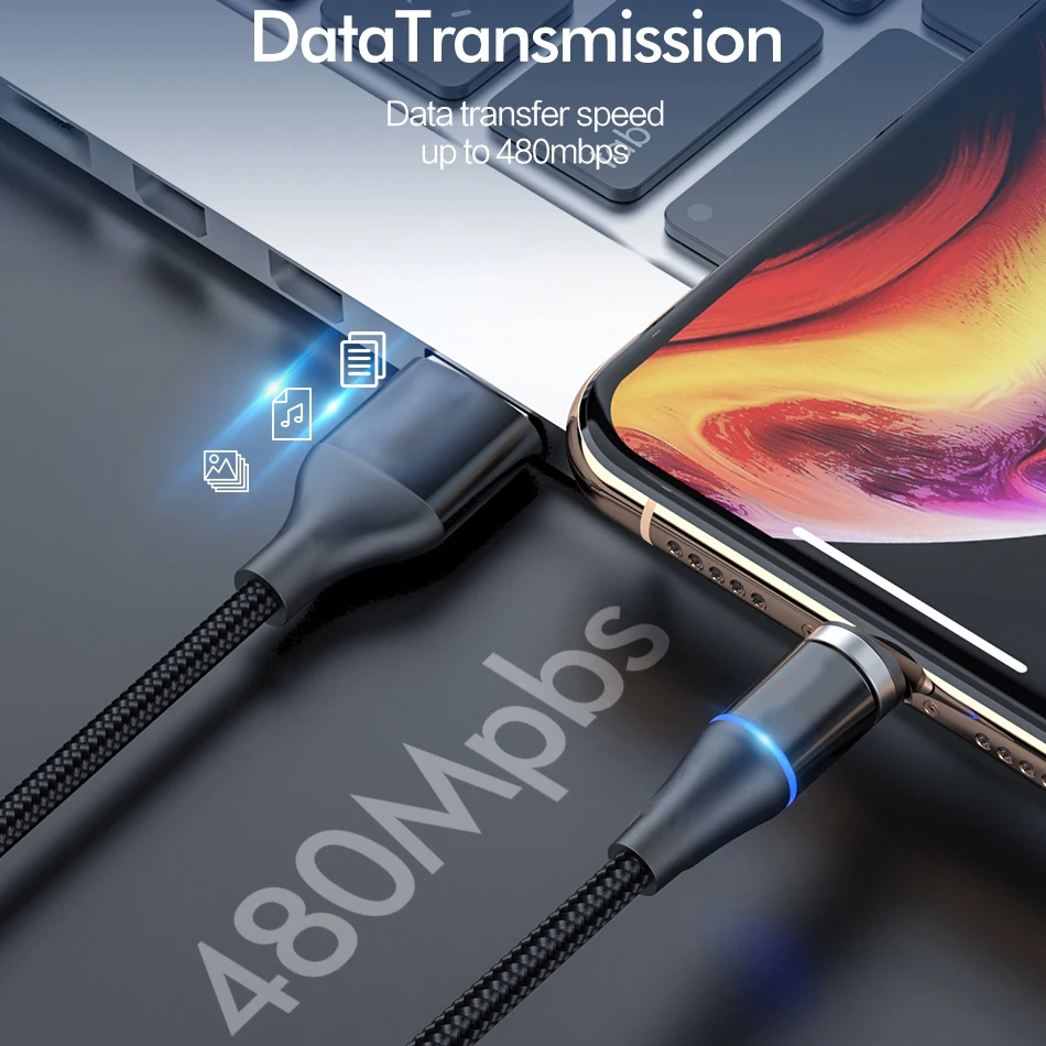 RDCY 5A Magnetic Cable Micro Usb Type C Super Fast Charging Phone LED Light 1M 2M For iPhone Xiaomi Huawei samsung | Мобильные