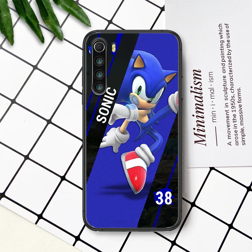 

Cartoon Sonic Blue Hedgehog Game Phone Case For Xiaomi Redmi Note 7 8 8T 9 9S 4X 7 7A 9A K30 Pro Ultra black Hoesjes 3D Funda