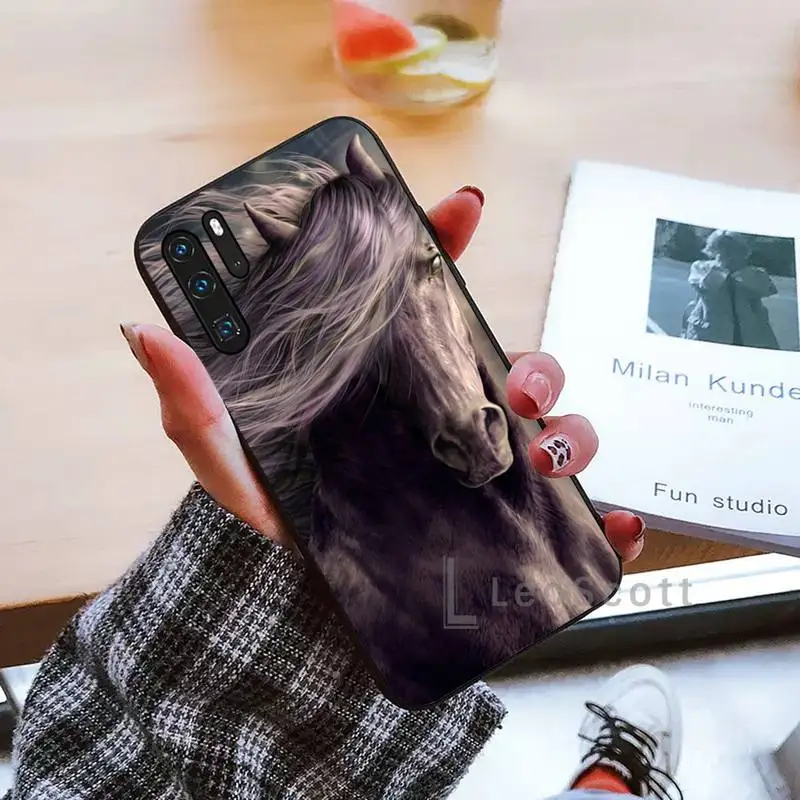 

Watercolor Horse Horses Running Phone Case black For Huawei honor Mate mate P 10 9X 10i 20 30 40 y7 lite pro p smart 2019