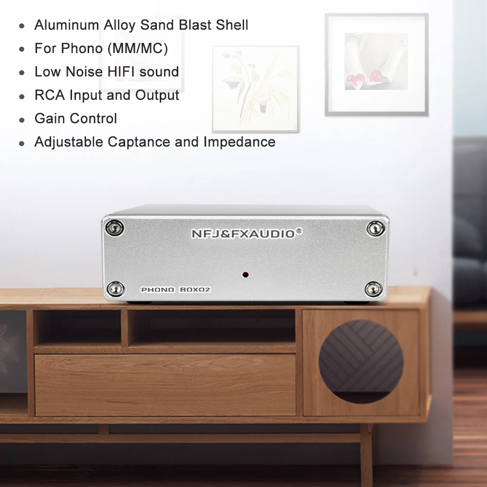 Предусилитель фонокорректора FX-AUDIO BOX02 MM MC RIAA регулируемый предусилитель HiFi для