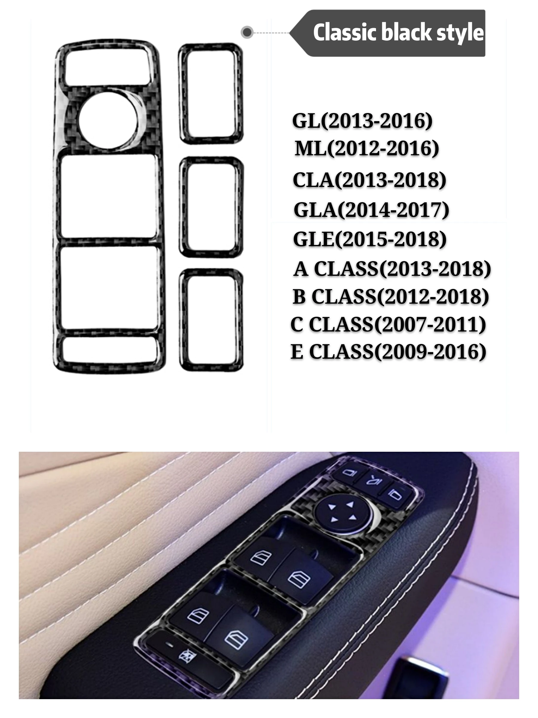 

Car Door Buttons Panel Carbon Fiber Auto Stickers Covers For Mercedes Benz A/B/C/E Class GLE GLA ML GL Accessories