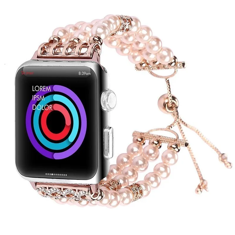 Модный браслет на запястье с жемчужиной ремешок для apple watch полосы 44 мм 42 iwatch серии 5 4 3 2 часы ручной работы браслет для девочек Замена 38 мм