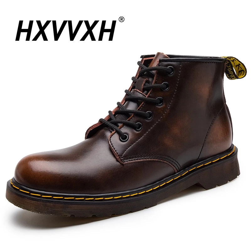 

Work Shoes Mens 6-Eyes Casual Boots Winter Genuine Leather Ankle Faux Fur Waterproof Unisex Boot Man 2021 Lace Plus Size 35-48