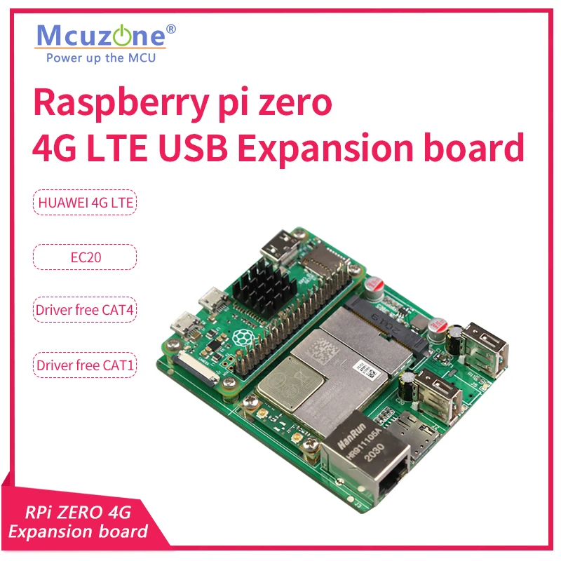 Raspberry Pi Zero 4G LTE expansion board, USB Hub Ethernet EG25 ME909 OpenWrt Remote control data collection soft router zero2 w