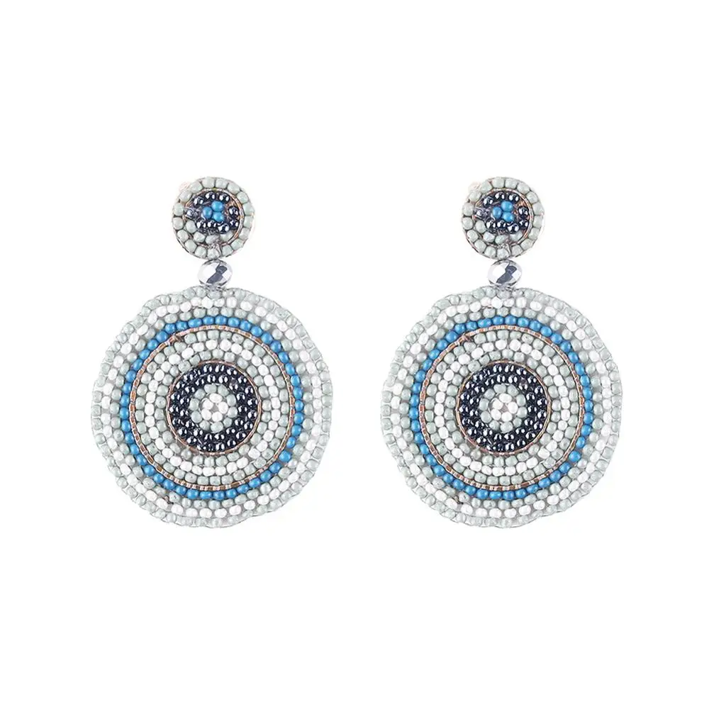 

BK Resin Seed Beads Earrings Round Spiral Style Multi-color Boho Jewel Lovely Earrings Dangle Eardrop Female Summer Jewelry New