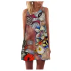 Платье женское с цветочным принтом, винтажный пляжный короткий сарафан в стиле бохо без рукавов, на лето