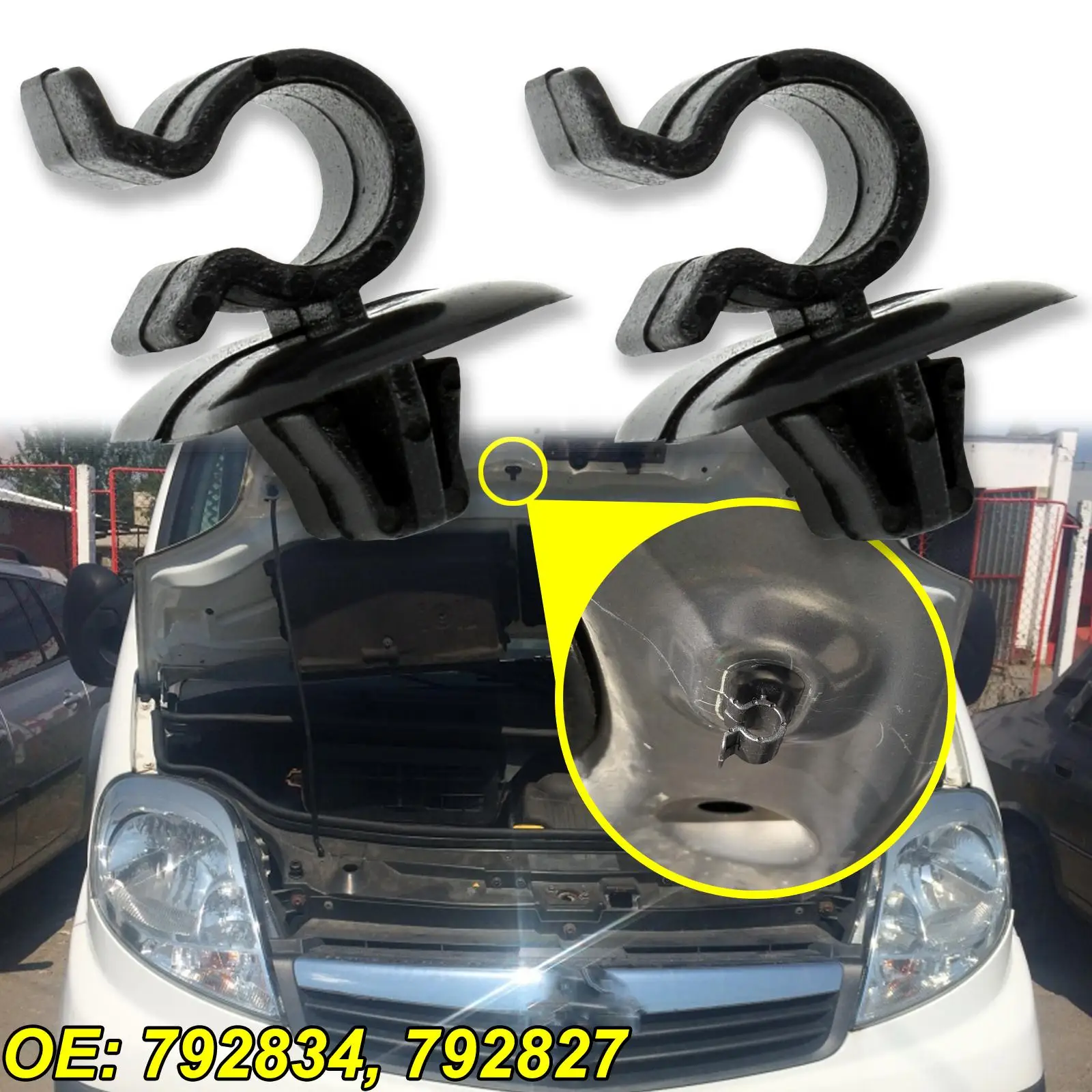 

2 шт. для Vauxhall Opel Vivaro X83 2001 - 2014 капот удилище опора держатель зажим для фотокапота 792834 2002