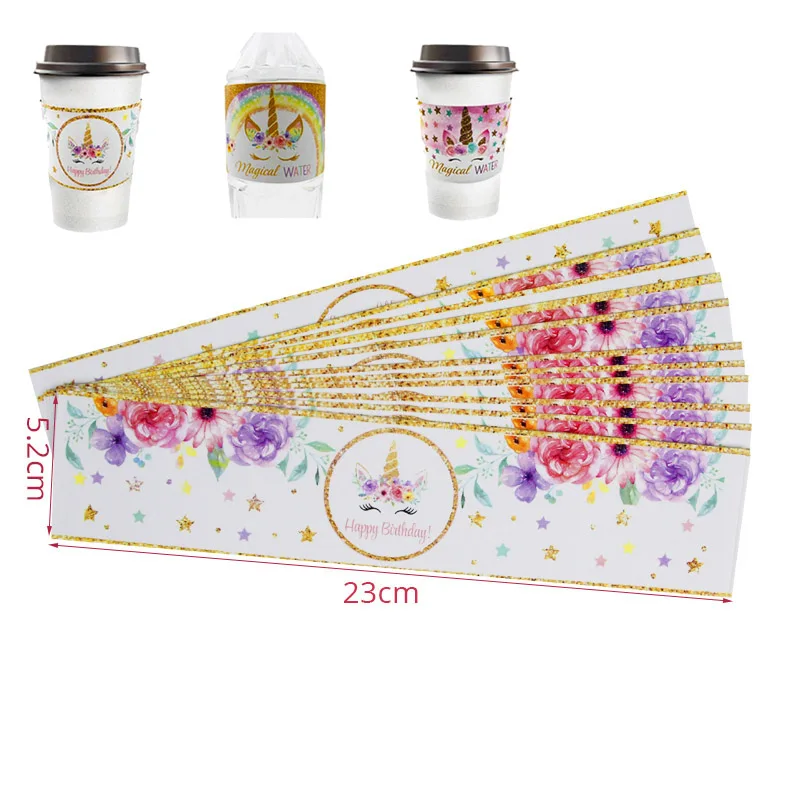 24pcs stickers Вечерние бумажные коробки для попкорна в виде единорога, подарочные коробки для конфет, пакеты для печенья, украшения для детских дней рождения, подарочные пакеты, принадлежности для детского душа - Цвет: 24pcs stickers
