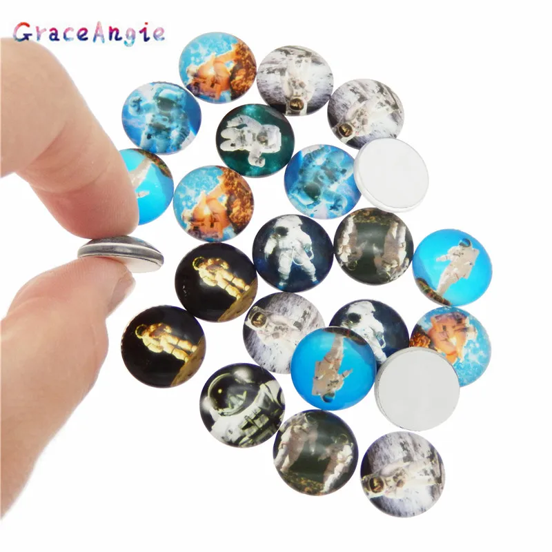 

10-50pc Gem Flatback Cameo Cabochon Decoration Astronaut Glass Craft Beads Flatback Cabochon Scrapbook DIY 8 10 12 15 18 25 30mm