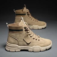 2021 autumn new martin boots mens mid cut casual all match desert tooling boots fashion trend british style rhubarb boots trend