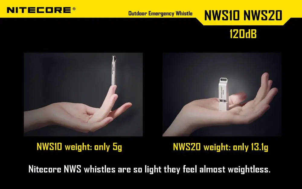 NITECORE NWS10 титановый аварийный ожерелье со свистком наружный кулон 120 дБ с брелоком