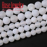 natural stone white frost cracked agates onyx loose beads for jewelry making 4 6 8 1012 mm round beads diy bracelet 15 strand