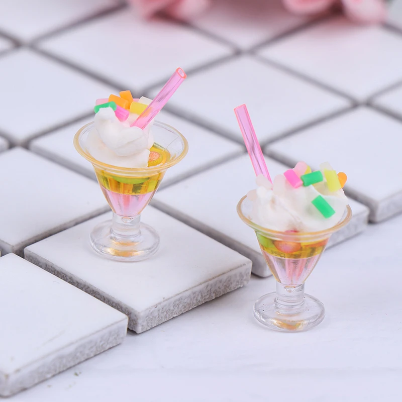 

1pc Dollhouse Miniature Drink Ice Cream Cups Model Pretend Play Mini Food Fit Play House Toys Doll Accessories