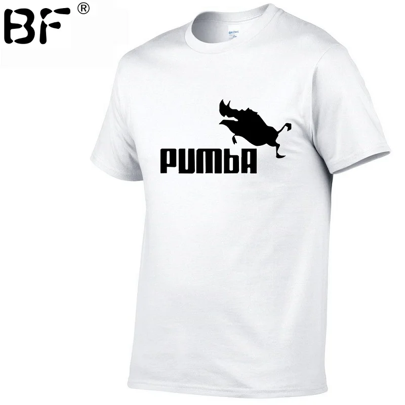 white PUMBA(Пумба) Для мужчин футболка мужская, с коротким рукавом хлопчатобумажные Топы крутая футболка летний Трикотажный костюм футболка - Color: white