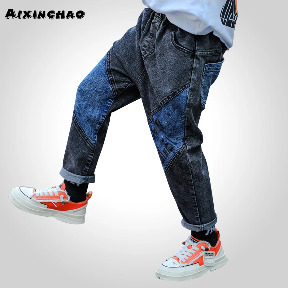 Джинсы для мальчиков джинсы с буквенным принтом прямые детские весенне осенние