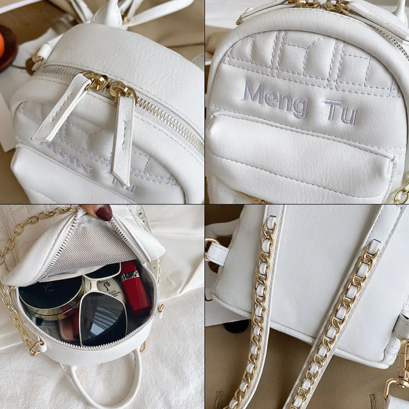 

Small Women's Backpack Fashion Chain Mini Backpack for Teenagers Girls School Shoulder Bag Ladies Summer Leather Backpack Female