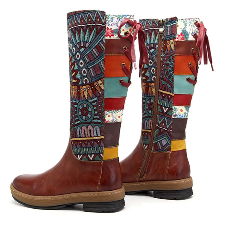 Новинка 2014 года Винтажные ботинки до середины икры женская обувь мотоботы из