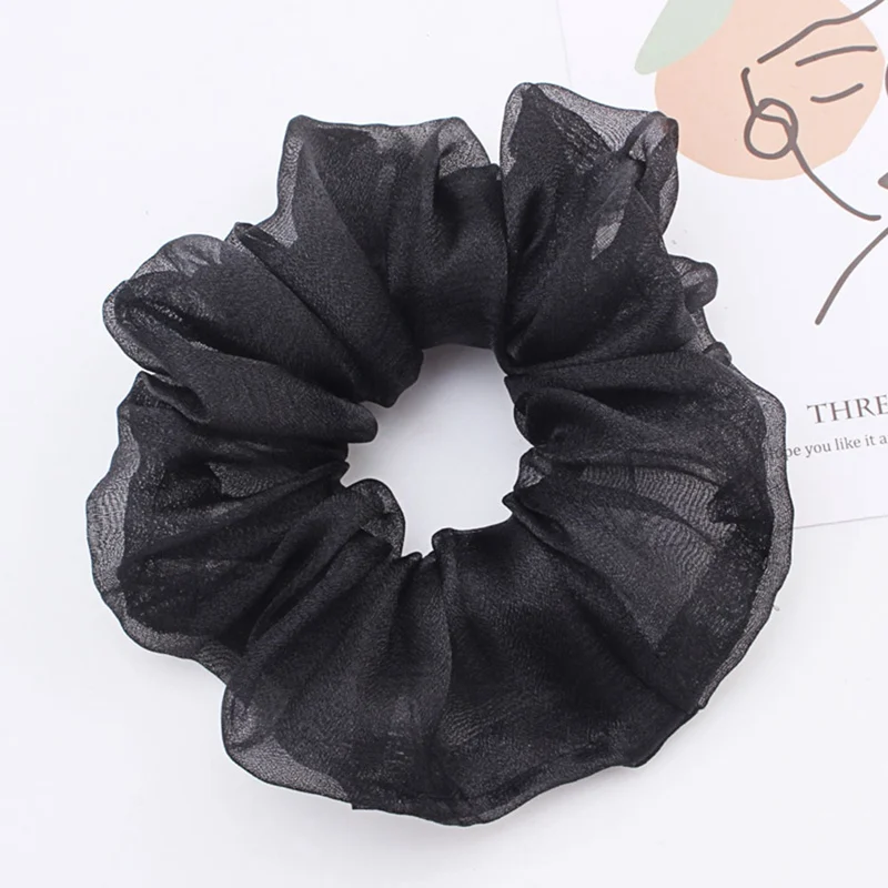 1PC Transparent Solid Tulle Elastic Hair Bands Women Sweet Mesh Chiffon Scrunchie Tie Rope Braiding Tools Rubber Band | Красота и