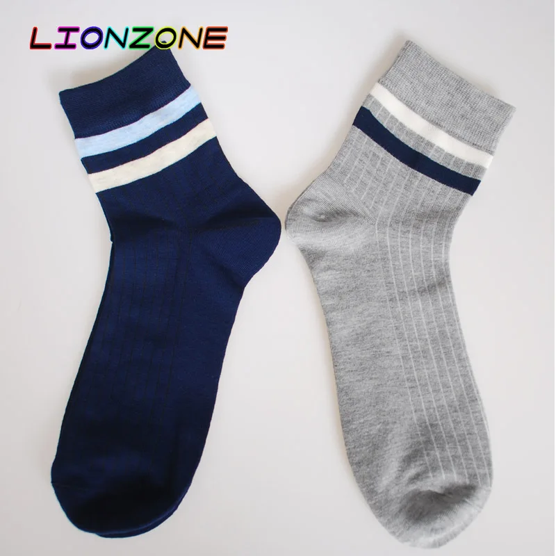 Мужские повседневные носки LIONZONE в полоску весна 2018 новые синие/серые цвета