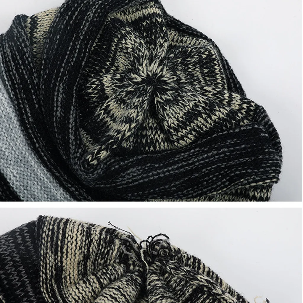 

Adult Unisex Hat Multicolor Windproof Caps Patchwork Fleece Lined Headwear Cable Knit Beanie Hat Chunky Outdoor Female Hats #10