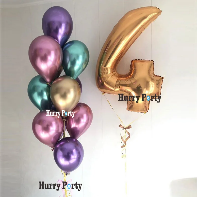 10 шт./компл. 16-дюймовые золотые фольгированные шары с цифровыми цифрами