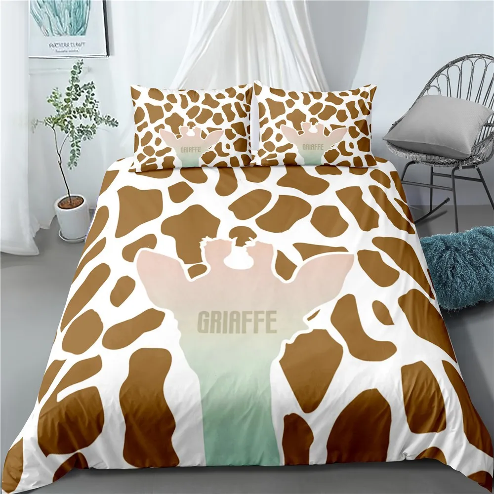 

2/3 Pieces Cartoon Giraffe Bedding Set 3D Print Animal Texture Duvet Cover Home Textile Bed Cover Set Home Decor Bed Quilt Cover