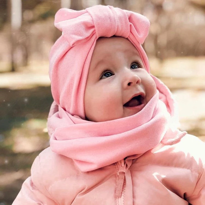 BalleenShiny Warm Baby Hats For Boys&ampGirls Infant Lovely Bowknot Bonnet Beanie Turban Head Accessories Kids Gifts | Мать и ребенок