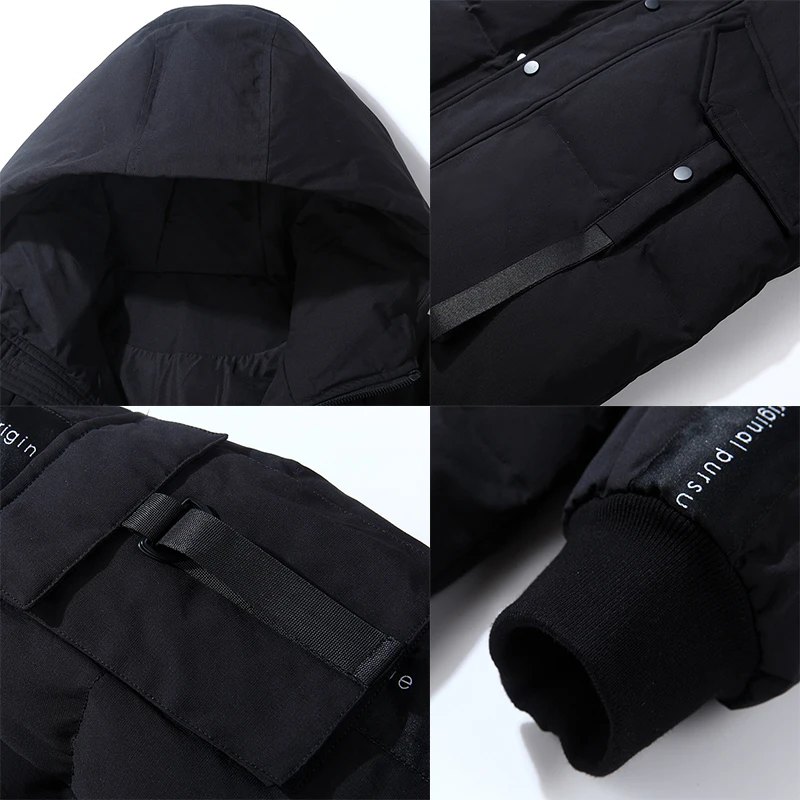 Мужской пуховик с капюшоном теплая Модная куртка удлиненная парка пальто