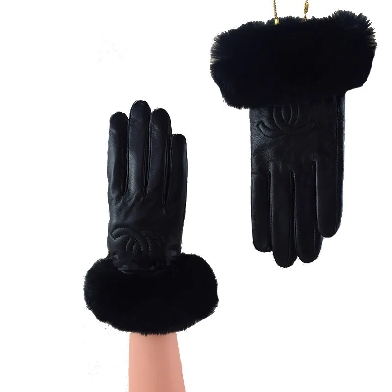 

Big Brand High-quality Warm Women's Leather Gloves Plus Velvet Touch Screen Rabbit Fur Bicycle Cold-proof Brand Sheepskin